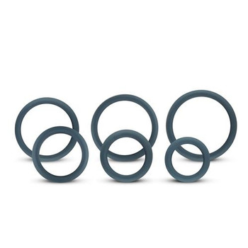 Boners 6 Piece Cock Ring Set Different Sizes Gray Adult Toy
