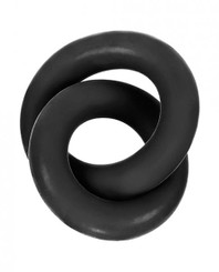 Hunkyjunk Duo Linked Penis And Testicle Rings Tar Black by OXBALLS