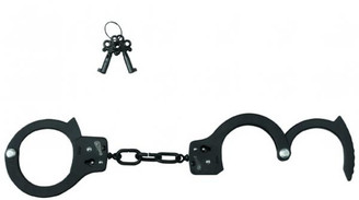 The Handcuffs Black Coated Steel Single Lock - Black Sex Toy For Sale