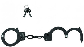 Handcuffs Black Coated Steel Single Lock - Black Best Sex Toy