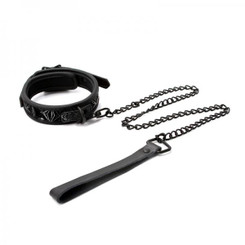 Sinful 1 inch Collar & Leash Black Adult Sex Toy