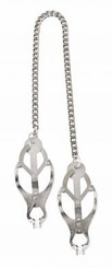 Endurance Butterfly Nipple Clamps With Jewel Chain Silver Adult Toys