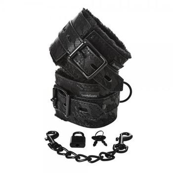 Sincerely Lace Fur Lined Handcuffs Black Best Sex Toys