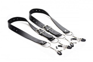 Spread Labia Spreader Straps with Clamps Black by XR Brands