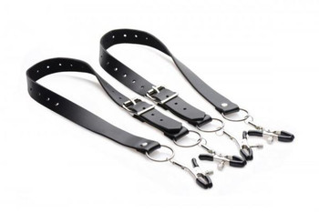 Spread Labia Spreader Straps with Clamps Black by XR Brands