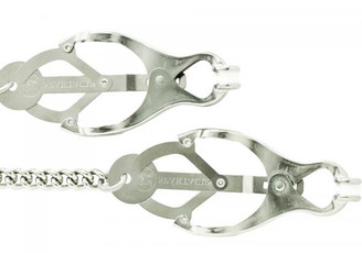 The Endurance Butterfly Nipple Clamps With Link Chain - Silver Sex Toy For Sale