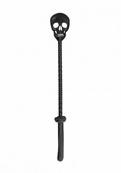 Ouch! Skulls & Bones Riding Crop with Skull Black Sex Toys