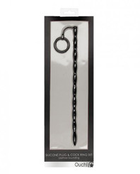 Silicone Plug & Erection Ring Set Urethral Sounding Black by SHOTS AMERICA