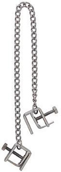 Adjustable Press Nipple Clamps With Link Chain Adult Sex Toy