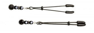 Black Beaded Nipple Clamps With Tweezer Tip Black by Spartacus