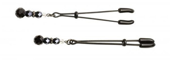 Black Beaded Nipple Clamps With Tweezer Tip Black by Spartacus