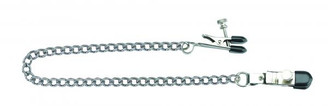 Adjustable Broad Tip Nipple Clamps With Loop And Link Chain Silver by Spartacus