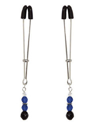 The Blue Beaded Nipple Clamps With Tweezer Tip Blue Sex Toy For Sale
