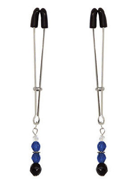 Blue Beaded Nipple Clamps With Tweezer Tip Blue Best Sex Toy