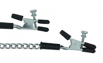 Adjustable Alligator Nipple Clamps With Link Chain Silver by Spartacus