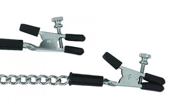 Adjustable Alligator Nipple Clamps With Link Chain Silver by Spartacus
