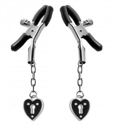 Charmed Heart Padlock Nipple Clamps Black by XR Brands