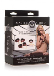 Ms Velvet Bondage Set 6pc Burgundy Best Sex Toys