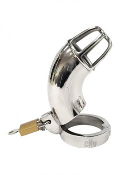 Rouge Cock Cage with Padlock Steel Silver Adult Sex Toys