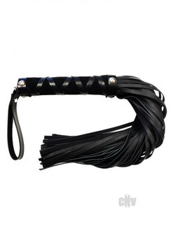Rouge Short Leather Flogger With Studs Black Adult Sex Toy