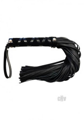 Rouge Short Leather Flogger With Studs Black by Rouge Garments