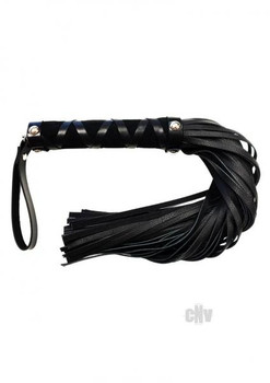Rouge Short Leather Flogger With Studs Black by Rouge Garments