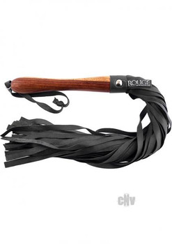 Rouge Leather Flogger Wooden Handle Black Adult Toys