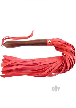 Rouge Leather Flogger Wooden Handle Red by Rouge Garments