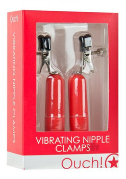 Ouch Vibrating Nipple Clamps Red Adult Sex Toy