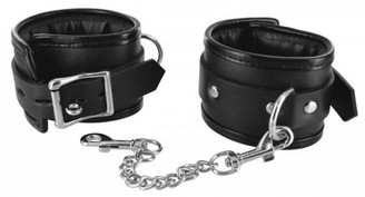 Strict Locking Padded Wrist Cuffs with Chains Adult Sex Toys
