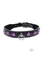 Ms Leather Collar W/rhinestone Purple Adult Toy