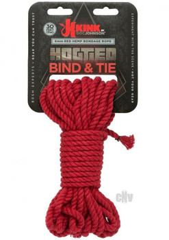 Kink Hogtied Bind & Tie Hemp Bondage Rope 30ft Red Adult Sex Toy