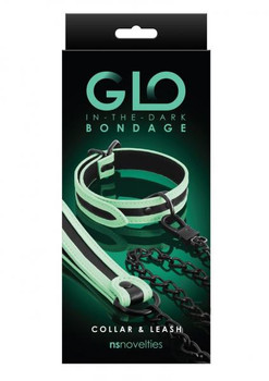 Glo Bondage Collar/leash Green Adult Sex Toy