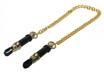 Deluxe Adjustable Nipple Clamps with Chain Gold by XR Brands
