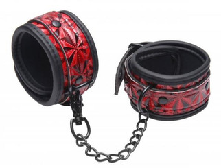 Cuffed Embossed Ankle Cuffs Red Black Adult Toy