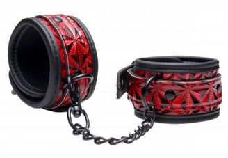 Cuffed Embossed Wrist Cuffs Red Black Sex Toys