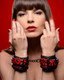 Cuffed Embossed Wrist Cuffs Red Black by XR Brands - view 3