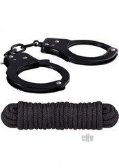 Metal Cuffs, Keys, Love Rope Black Adult Toy