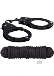 Metal Cuffs, Keys, Love Rope Black by NassToys