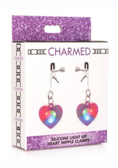 Charmed Light Up Heart Nip Clamps Purple Adult Toy