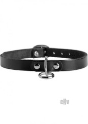 Leather Choker Collar With O Ring S/M Black by XR Brands