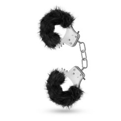 Temptasia Plush Fur Cuffs Black Handcuffs by Blush Novelties