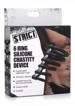 Strict 6 Ring Silicone Chastity Device Sex Toys