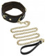 Spartacus Collar & Leash Brown Leather Gold Accent Hardware Sex Toys