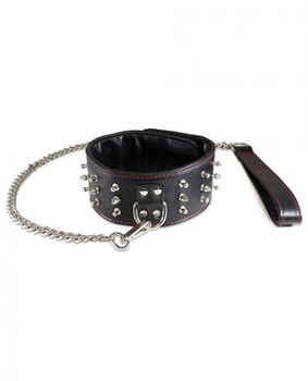 Sultra Lambskin 2.5 inches Studded Collar With 24 inches Chain Black Best Sex Toys
