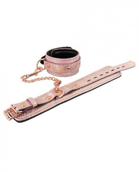 Spartacus Ankle Restraints W/leather Lining - Pink Snakeskin Micro Fiber Adult Sex Toys