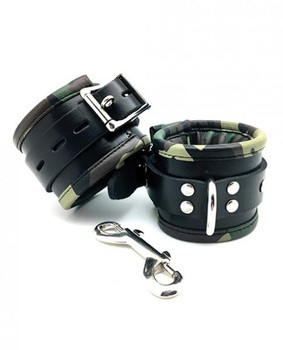 Sensual Sin Leather Padded Ankle Cuffs Camo Piping by Atlantas Products Ltd UK
