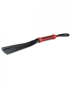 Sultra 16 inches Lambskin Twisted Grip Flogger Black, Red Woven Handle Adult Toy