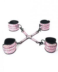 Spartacus Faux Leather Wrist, Ankle Restraints & Hog Tie Pink