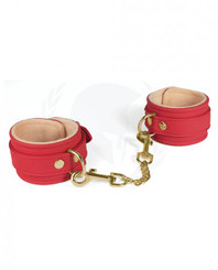 Spartacus Pu Ankle Cuffs W/plush Lining - Red Adult Sex Toy